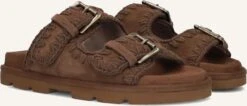 Braune Mou Pantolette Low Bio Sandal 2buckles Monoch