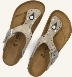 Beige Birkenstock Zehentrenner Gizeh Rivet Border -Omoda Geschaft 309813 5